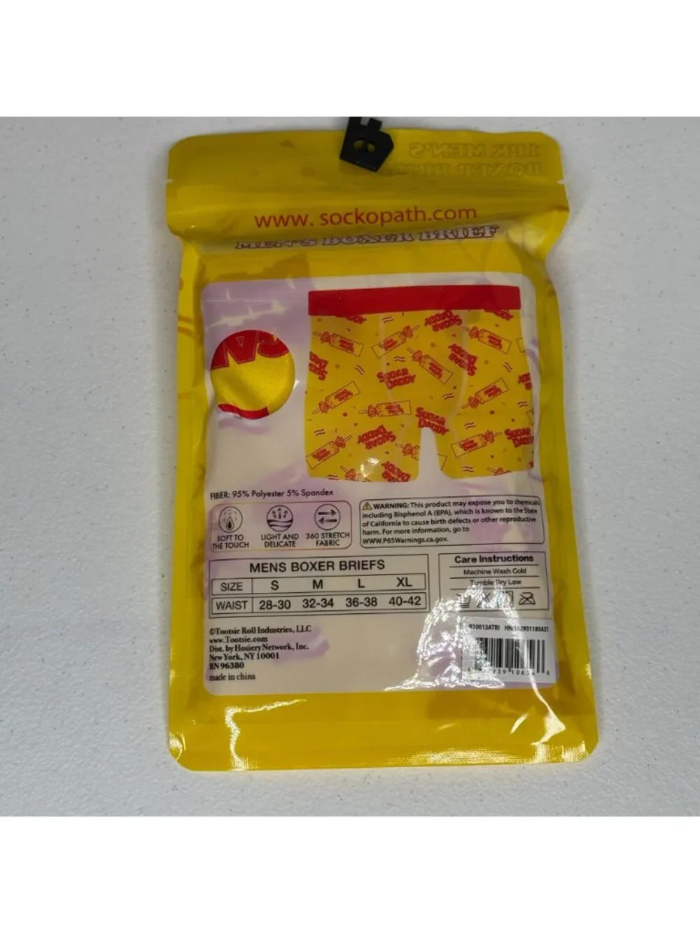 Sugar Daddy Men's Medium Yellow Candy Graphic Boxer Briefs NWT
